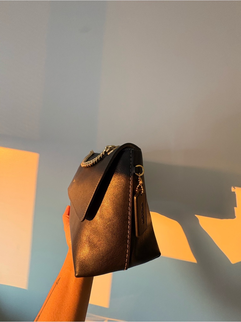 Coach Chain Chelsea Shoulder Bag 30 in Black - Picture 10 of 11